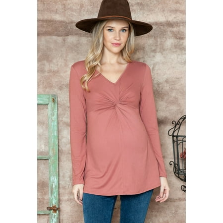 Women s Maternity Long Sleeve Top with Front Knot