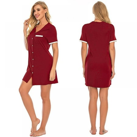 Pajama Nightgown for Women Short Sleeve Button Down Nightwear Top Boyfriend Sleep Shirts Nightdress S-XXL
Pajama Nightgown for Women Short Sleeve Button Down Nightwear Top Boyfriend Sleep Shirts Nightdress S-XXL