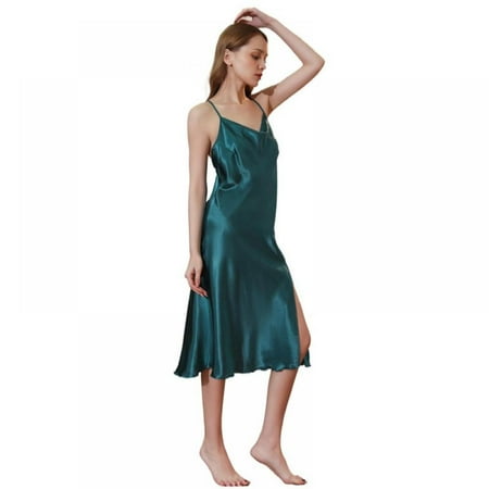 Summer Sexy Big Backless Long Sling Ladies Solid Color Glossy Satin Single Neck Cross Shoulder Straps One-sided Split Nightdress
Summer Sexy Big Backless Long Sling Ladies Solid Color Glossy Satin Single Neck Cross Shoulder Straps One-sided Split Nightdress