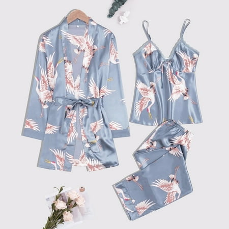 Miarhb Three-Piece Silk-Print Pajamas Satin Silk Women Nightdress Lingerie Robes Underwear Sleepwear Imitation Silk Pajamas
Miarhb Three-Piece Silk-Print Pajamas Satin Silk Women Nightdress Lingerie Robes Underwear Sleepwear Imitation Silk Pajamas