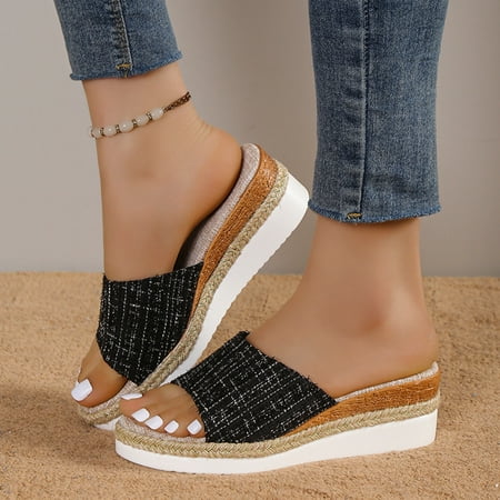 ZHELIYO Women s sandals Ladies Fashion Summer Cloth Face Open Toe Slope Heel Thick Sole Casual Sandal Slippers Black 8
ZHELIYO Women s sandals Ladies Fashion Summer Cloth Face Open Toe Slope Heel Thick Sole Casual Sandal Slippers Black 8