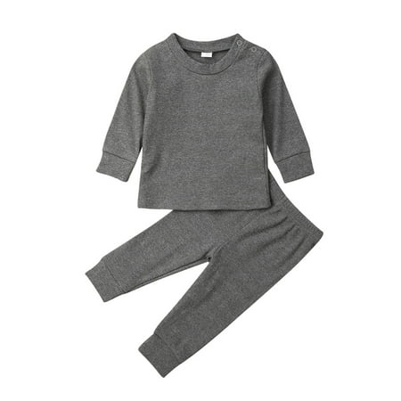 Canrulo Toddler Kids Baby Girl Boy Infant Clothes T-shirt Tops Pants Outfits Tracksuit Grey 18-24 Months