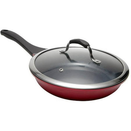 Corvex Chef Grade Cookware Fry Pan with Lid, Red
