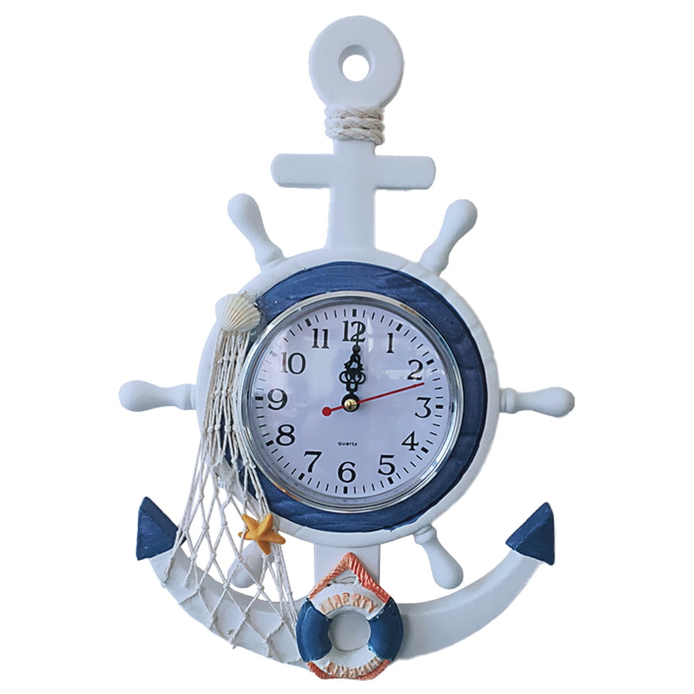 Wall Clock Nautical Clocks Beach Wheel Wall Clock Decoration Maritime