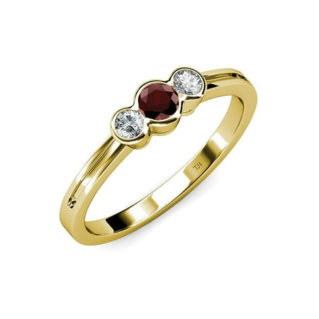 Red Garnet and Diamond (SI2-I1 G-H) Three Stone Ring 0.56 ct tw in 14K Yellow Gold.size 4.5
Red Garnet and Diamond (SI2-I1 G-H) Three Stone Ring 0.56 ct tw in 14K Yellow Gold.size 4.5