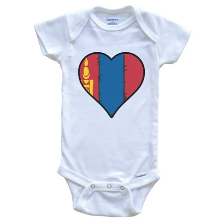 Mongolia Heart Mongolian Flag Baby Bodysuit