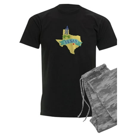CafePress - Texas State Outline Bluebonnet Flower Pajamas - Men s Dark Pajamas