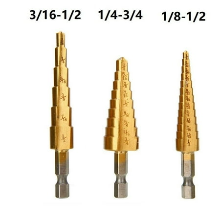 Geege 3Pcs Titanium Coated Step Drill Bit Reamer Reaming 1/8-3/4 Wood Metal Hole Cutter
Geege 3Pcs Titanium Coated Step Drill Bit Reamer Reaming 1/8-3/4 Wood Metal Hole Cutter