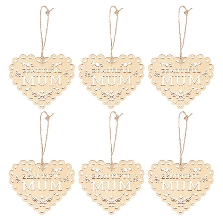 10pcs Mother s Day Wooden Craft Home Pendant Wood Hollow-out Decor (Khaki)