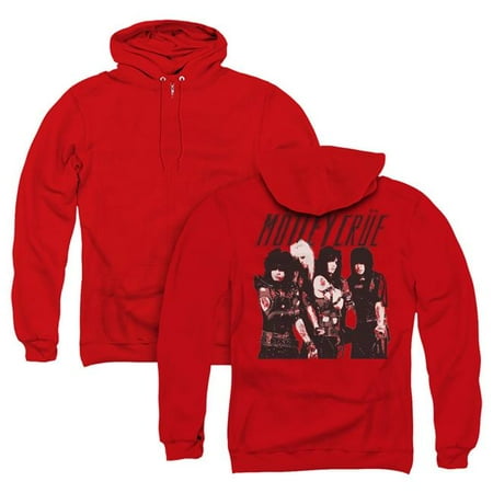 Trevco Sportswear MCRU104BK-AZH-1 Motley Crue & Group Back Print Adult Zipper Hoodie, Red - Small
