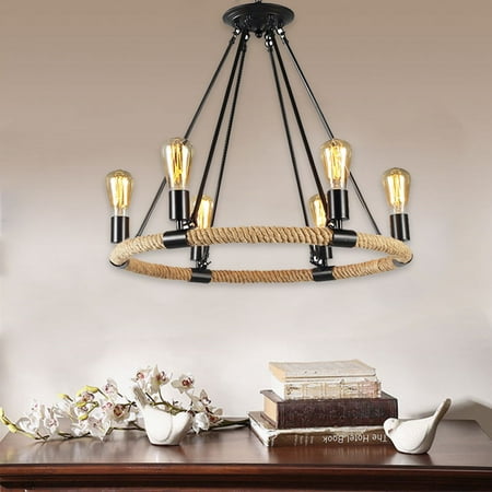 WUZSTAR Rustic Hemp Rope Pendant Light Industrial Round Chandelier for Living Room Bedroom Kitchen Bar 6 Light
WUZSTAR Rustic Hemp Rope Pendant Light Industrial Round Chandelier for Living Room Bedroom Kitchen Bar 6 Light