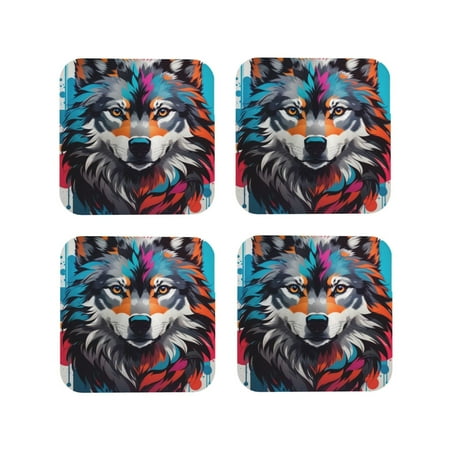 Leather Coasters with Heat-resistant for Drinks Tie-Dye Wolf Head Cup Coasters Cup Pad Mat for Tabletop Protection Coffee Table Office Desk and Housewarming Gift
Leather Coasters with Heat-resistant for Drinks Tie-Dye Wolf Head Cup Coasters Cup Pad Mat for Tabletop Protection Coffee Table Office Desk and Housewarming Gift