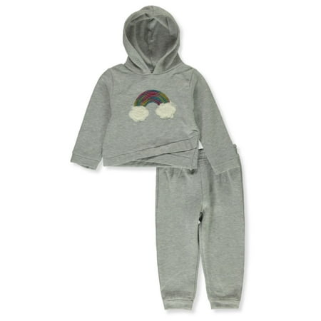 Real Love Girls 2-Piece Rainbow Joggers Set Outfit - gray 24 months (Infant)