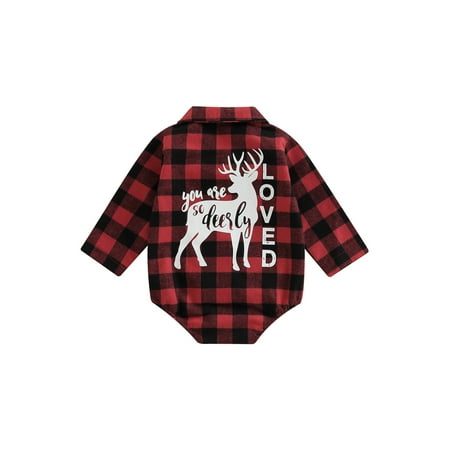 Meihuida Baby Boys Girl Romper Long Sleeve Lapel Neck Plaid Loose Button Christmas Elk Romper
Meihuida Baby Boys Girl Romper Long Sleeve Lapel Neck Plaid Loose Button Christmas Elk Romper