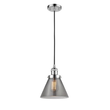 Innovations Lighting 201C Large Cone Large Cone 8 Wide Mini Pendant - Polished Chrome / 
Innovations Lighting 201C Large Cone Large Cone 8 Wide Mini Pendant - Polished Chrome /