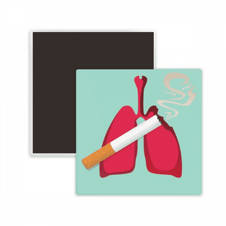 Logo Cigarette Damage The Lung Square Ceracs Fridge Magnet Keepsake Memento