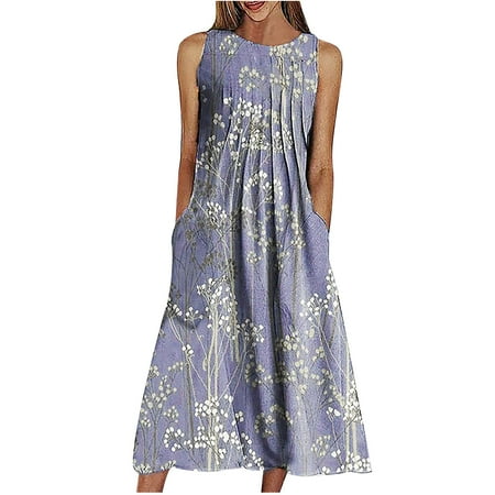 YanHoo Women s Casual Dresses Sleeveless Round Neck Tank Dress Summer Beach Print Midi Dress with Pockets
YanHoo Women s Casual Dresses Sleeveless Round Neck Tank Dress Summer Beach Print Midi Dress with Pockets