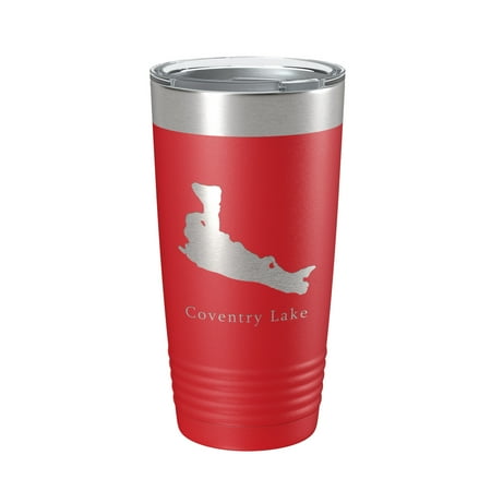 Coventry Lake Map Tumbler Travel Mug Insulated Laser Engraved Coffee Cup Connecticut 20 oz Red