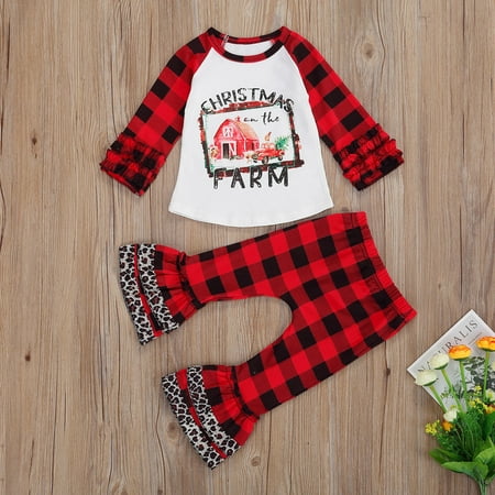 Caitzr Baby Long Sleeve Long Pants Suit Merry Christmas Ruffle Tops T-shirt Plaids Pants Set
Caitzr Baby Long Sleeve Long Pants Suit Merry Christmas Ruffle Tops T-shirt Plaids Pants Set