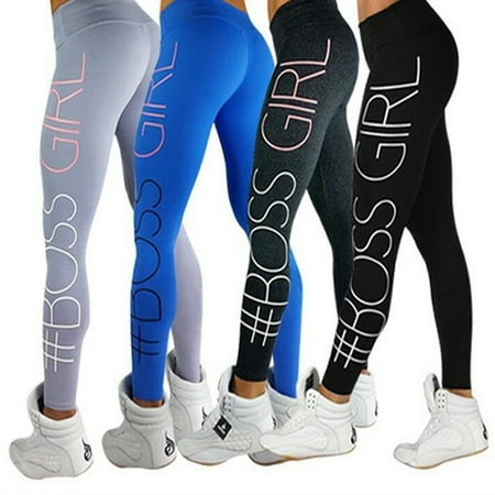 Women’s Boss Girl Spring Summer Sexy Skinny Stretchy Work Out Yoga Legging Pants Size M (Dark Grey)