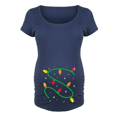 Bloom Maternity - Christmas Lights - Maternity Scoop Neck T-Shirt