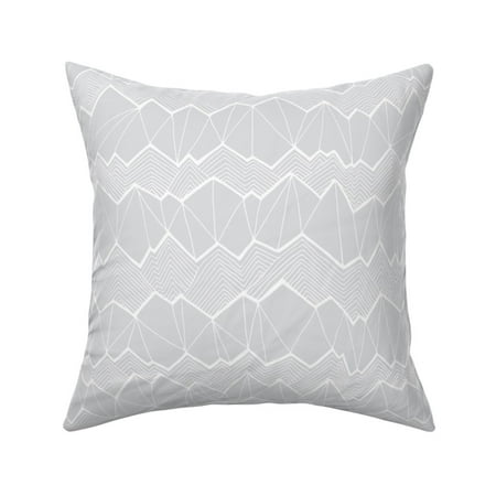 Mountains Grey Airy Subtle Line Throw Pillow Cover w Optional Insert by Roostery