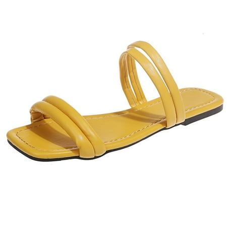 Women s Fashion Summer Sandals Flat Shoes Square-Toe Sandals Fashion Shoes