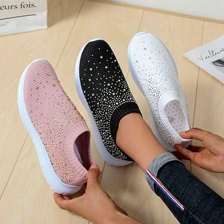 Women s Faux Rhinestone Decor Slip-On Walking Shoes Comfortable & Breathable Mesh Elastic Socks Shoes Women s Footwear
Women s Faux Rhinestone Decor Slip-On Walking Shoes Comfortable & Breathable Mesh Elastic Socks Shoes Women s Footwear