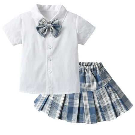 Leutsin Toddler Kids Baby Girls Uniform Tops Shirt Plaid Pleated Skirts Set Outfits 
Leutsin Toddler Kids Baby Girls Uniform Tops Shirt Plaid Pleated Skirts Set Outfits