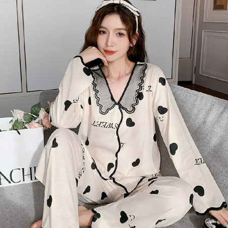 PIKADINGNIS Womens Pajama Set Autumn Winter Lace Cotton Sleepwear Women Pijamas Set Long Sleeve Sweet Leisure Lady Trousers Outwear Clothes
PIKADINGNIS Womens Pajama Set Autumn Winter Lace Cotton Sleepwear Women Pijamas Set Long Sleeve Sweet Leisure Lady Trousers Outwear Clothes