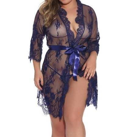 Pfysire Women Lingerie Set Sheer See Through Lace Long Sleeve G-String Deep Blue 2XL
Pfysire Women Lingerie Set Sheer See Through Lace Long Sleeve G-String Deep Blue 2XL