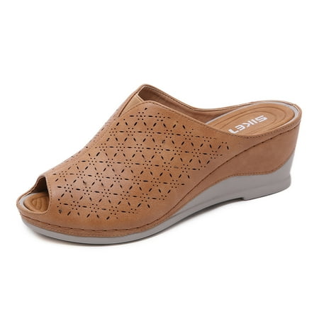 Womens Sandals Flip Flops for Women with Arch Support Summer Casual Wedge Thong Shoes Comfortable Platform Walk Sandal A5