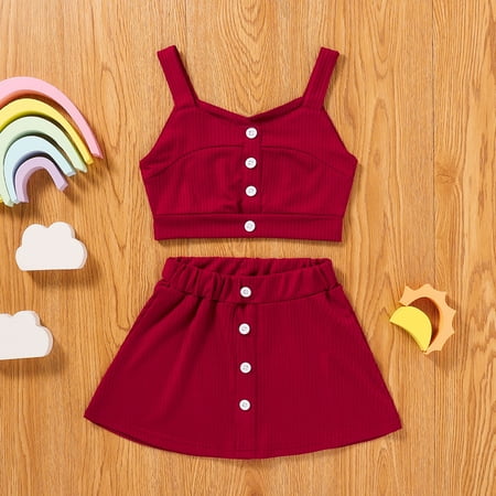 Hunpta Baby Kids Girl s Outfits Solid Color Ribbed Sleeveless Casual Button Suspender Tank Tops+Solid Skirts 2PCS Clothes Set
Hunpta Baby Kids Girl s Outfits Solid Color Ribbed Sleeveless Casual Button Suspender Tank Tops+Solid Skirts 2PCS Clothes Set