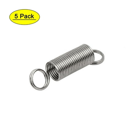 0.6mmx6mmx25mm 304 Stainless Steel Tension Springs Silver Tone 5pcs