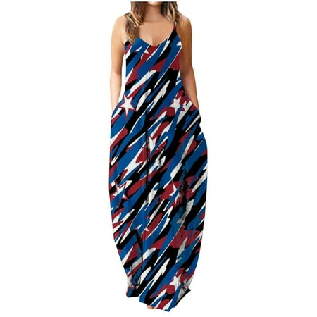Women s 4th of July Sleeveless Dress Summer Casual Loose Dress Beach Cover Up Long Cami Maxi Dresses with Pocket
Women s 4th of July Sleeveless Dress Summer Casual Loose Dress Beach Cover Up Long Cami Maxi Dresses with Pocket