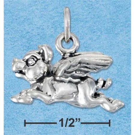 Sterling Silver Three Dimensional Flying Pig Charm