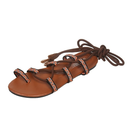Cathalem Ladies Fashion Bohemian Summer Printed Fabric Faced Flat Bottom Ankle Strap Sandals Brown 41
Cathalem Ladies Fashion Bohemian Summer Printed Fabric Faced Flat Bottom Ankle Strap Sandals Brown 41