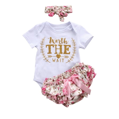 Sunisery Infant Toddler Baby Girl Clothes Romper Bodysuit Shorts Headband Outfits Set White 3-6 Months
Sunisery Infant Toddler Baby Girl Clothes Romper Bodysuit Shorts Headband Outfits Set White 3-6 Months