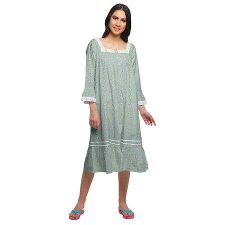 Moomaya Printed Lace Neckline Nursing Sleepwear Cotton Button Placket Nightdress
Moomaya Printed Lace Neckline Nursing Sleepwear Cotton Button Placket Nightdress
