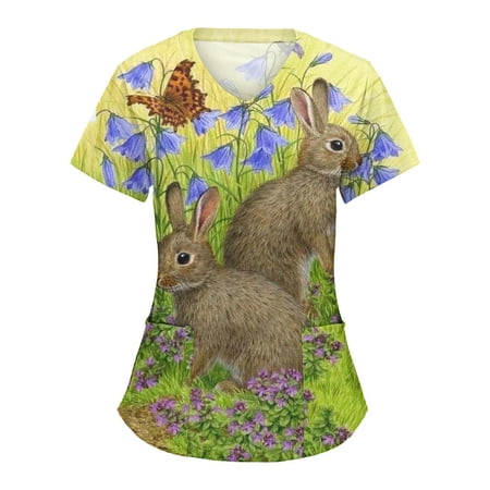 Women Comfotable Cartoon Animals Printing Short Sleeve V-Neck Holiday Cute Working Scrubs Top Blouse Tops With Pockets Simple Clothing
Women Comfotable Cartoon Animals Printing Short Sleeve V-Neck Holiday Cute Working Scrubs Top Blouse Tops With Pockets Simple Clothing