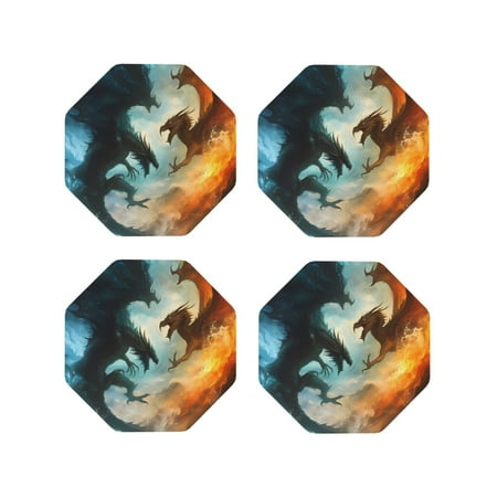Coasters Set of 4 - Red and Blue Flame Wave Dragon Drink Coasters for Tabletop Protection Leather Coasters for Living Room Decor and Housewarming Gift Octagon
Coasters Set of 4 - Red and Blue Flame Wave Dragon Drink Coasters for Tabletop Protection Leather Coasters for Living Room Decor and Housewarming Gift Octagon