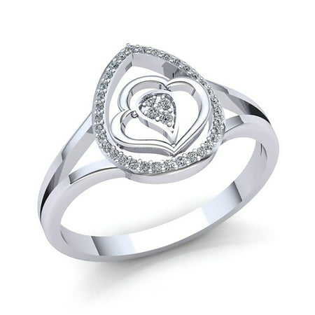 Genuine 0.25ct Round Cut Diamond Ladies Bridal Leaf Engagement Fancy Ring Solid 10K Rose, White or Yellow Gold H SI2