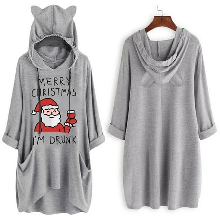 Tangnade Christmas Dress For Women Fashion Women Casual Christmas Print Cat Ear Hooded Long Sleeve Pocket Tops Dress
Tangnade Christmas Dress For Women Fashion Women Casual Christmas Print Cat Ear Hooded Long Sleeve Pocket Tops Dress