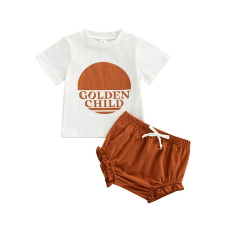 Sunisery Infant Baby Girls Casual Suit Short Sleeve Round Neck Letter Printed Tops + Ruffled Patchwork Shorts Brown 6-12 Months
Sunisery Infant Baby Girls Casual Suit Short Sleeve Round Neck Letter Printed Tops + Ruffled Patchwork Shorts Brown 6-12 Months