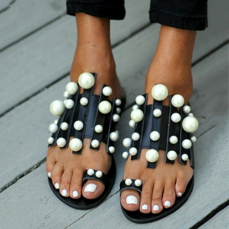 NEGJ Sandals For Women Girls Roman Flat Pearl Casual Sandals Slippers Beach Shoes
NEGJ Sandals For Women Girls Roman Flat Pearl Casual Sandals Slippers Beach Shoes
