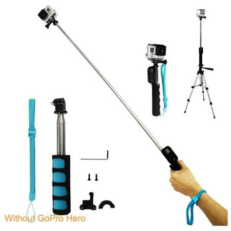 Handheld Remote Pole Selfie Stick Extendable Telescopic Monopod for GoPro Hero 4 3+ 3 21