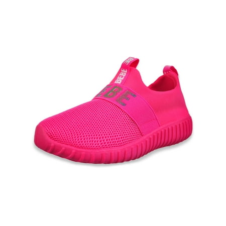 Bebe Girls Pull-On Mesh Sneakers - fuchsia 9 toddler
