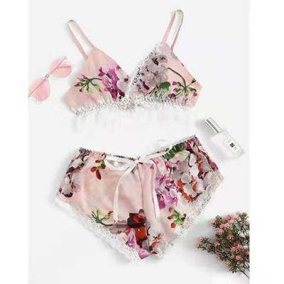 Viworld Women Lace Floral Sexy Lingerie Sexy Seduction Lace Two-Piece Set