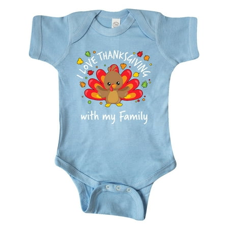 Inktastic I Love Thanksgiving with my Family-happy turkey Gift Baby Boy or Baby Girl Bodysuit