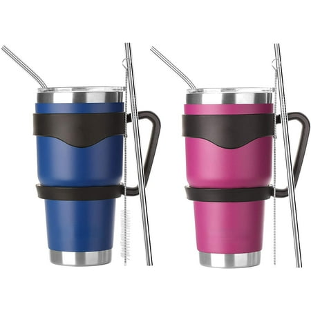 30 oz 2 Pack Stainless Steel Tumbler Double Wall Vacuum Insulated Coffee Cup Travel Mug with Handle & Straws (Pink & Purple)
30 oz 2 Pack Stainless Steel Tumbler Double Wall Vacuum Insulated Coffee Cup Travel Mug with Handle & Straws (Pink & Purple)